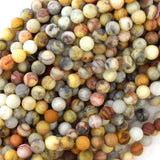 6mm matte natural crazy lace agate round beads 15.5