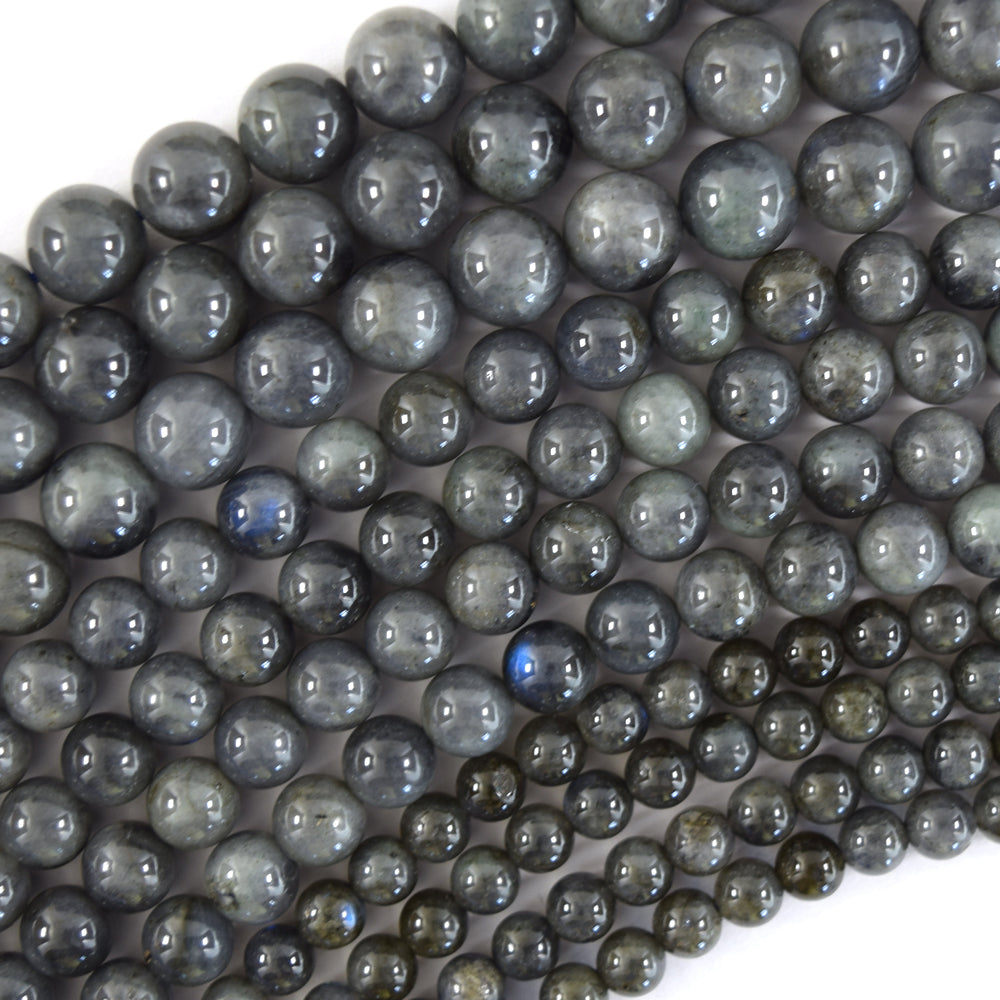 Natural Dark Gray Labradorite Round Beads Gemstone 15" Strand 6mm 8mm 10mm S2