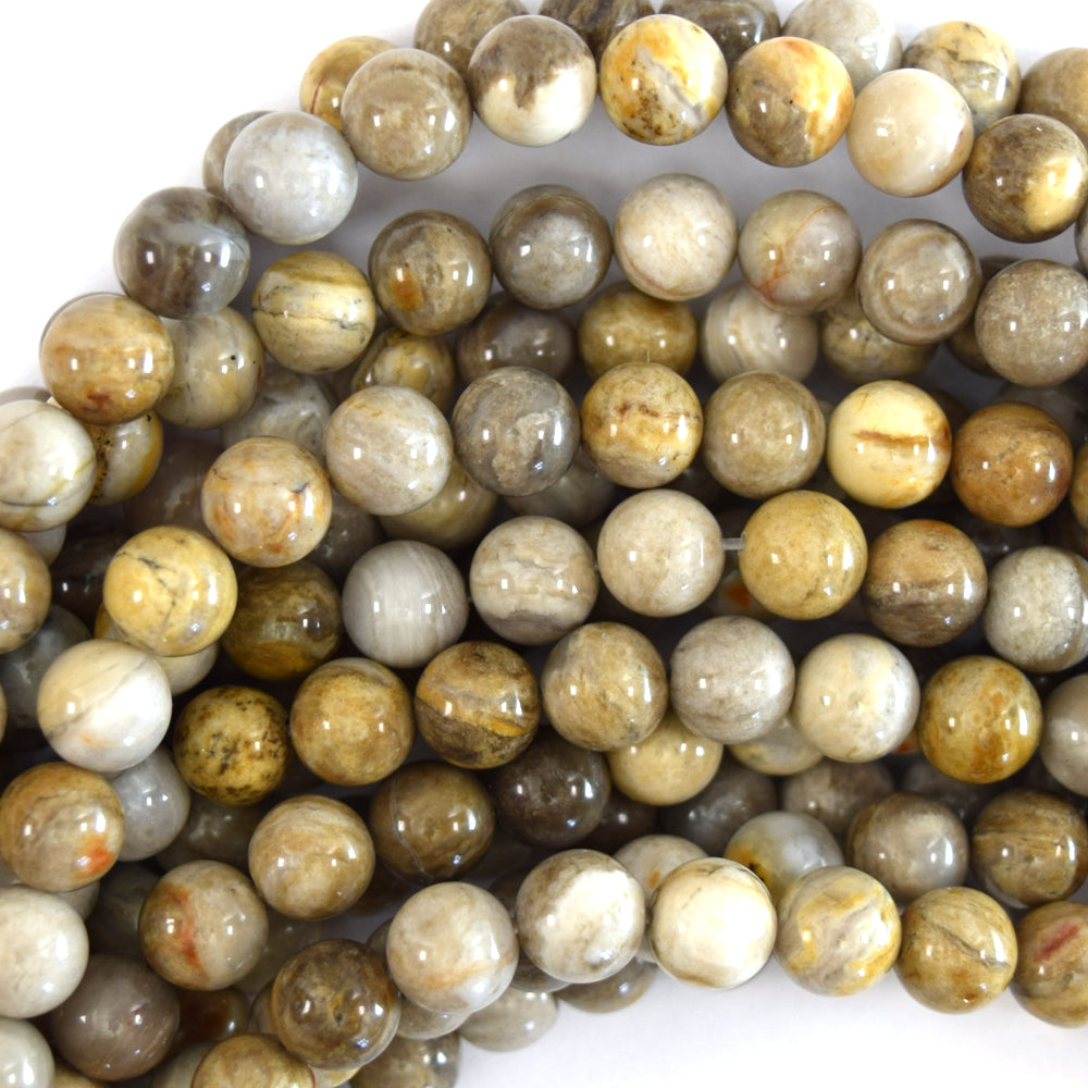 Natural Silver Leaf Jasper Round Beads 15.5" Strand 4mm 6mm 8mm 10mm 12mm