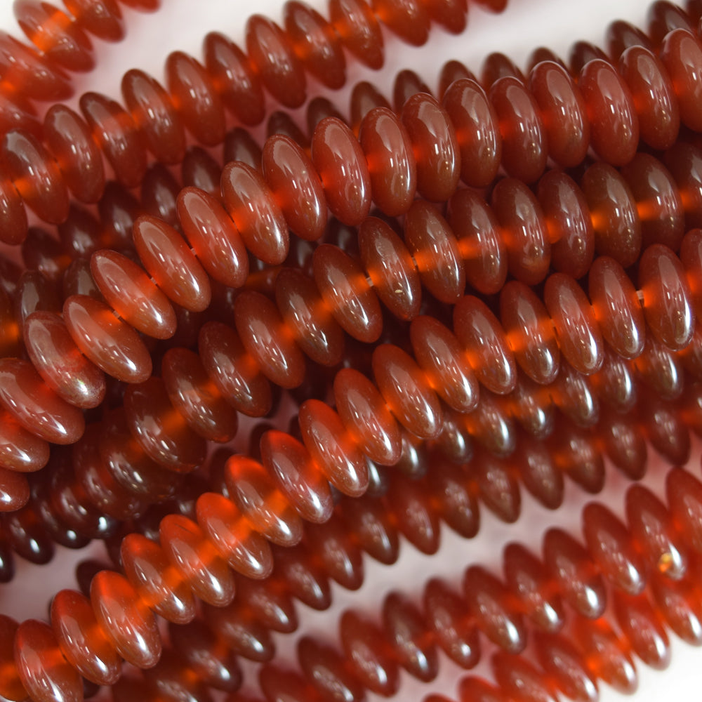 10mm red carnelian rondelle beads 15.5" strand