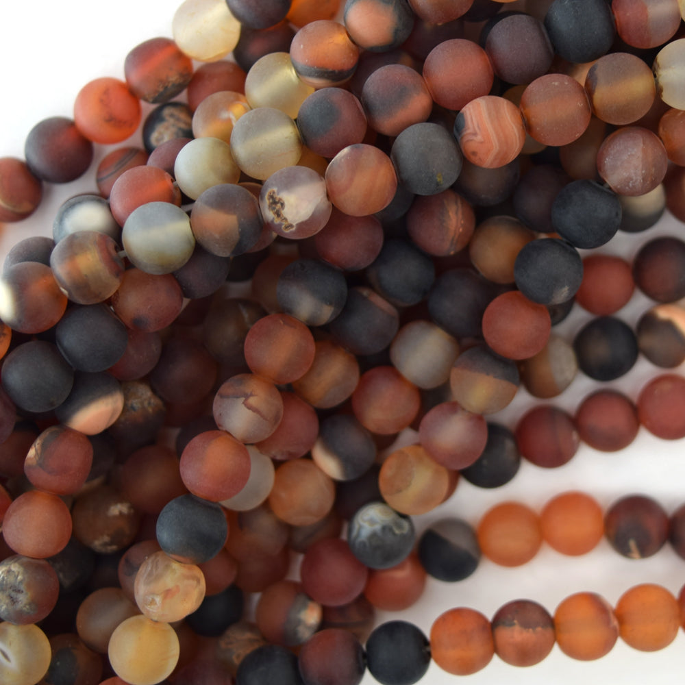 6mm matte black brown dream agate round beads 15" strand