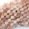 Natural Pink Crystal Quartz Prism Double Point Cut Faceted Beads 15.5
