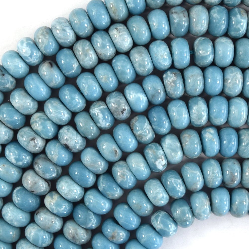 Blue Larimar Quartz Rondelle Button Beads Gemstone 15" Strand 4mm 6mm 8mm 10mm