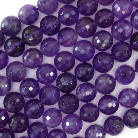 Natural Purple Amethyst Round Beads Gemstone 15" Strand 8mm S2