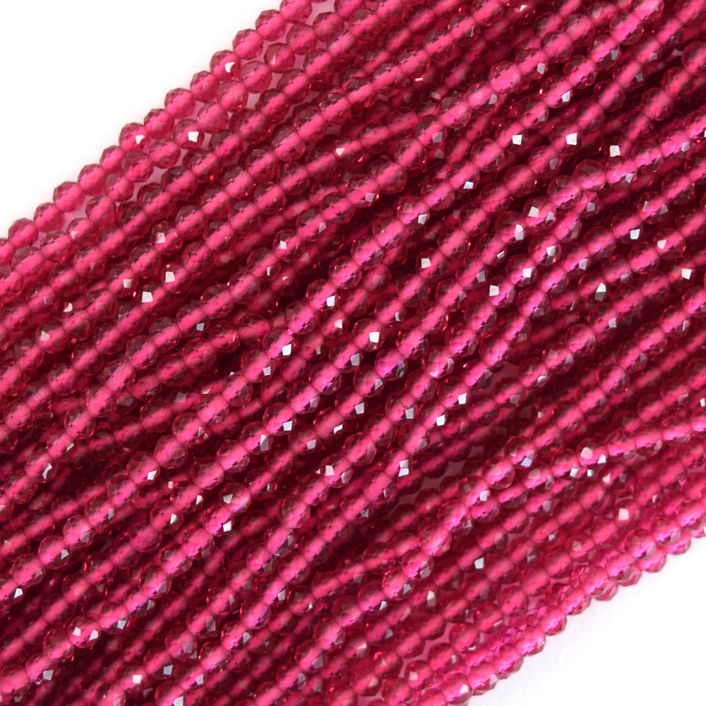 Faceted Red Ruby Quartz Round Beads Gemstone 14.5" Strand 2mm 3mm 4mm