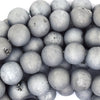 Matte Silver Druzy Agate Round Beads Gemstone 15