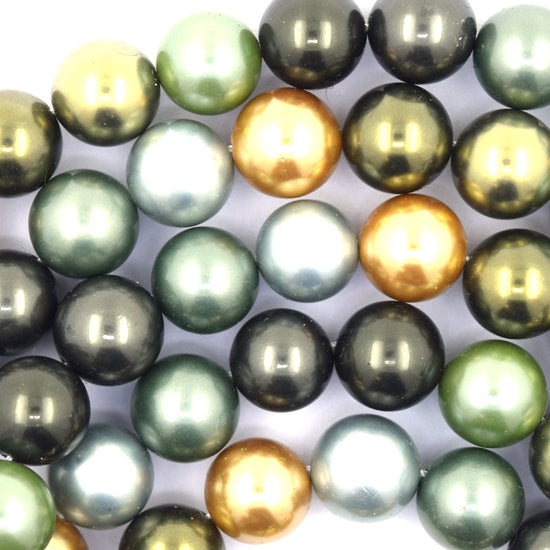 12mm multicolor shell pearl round beads 16" strand