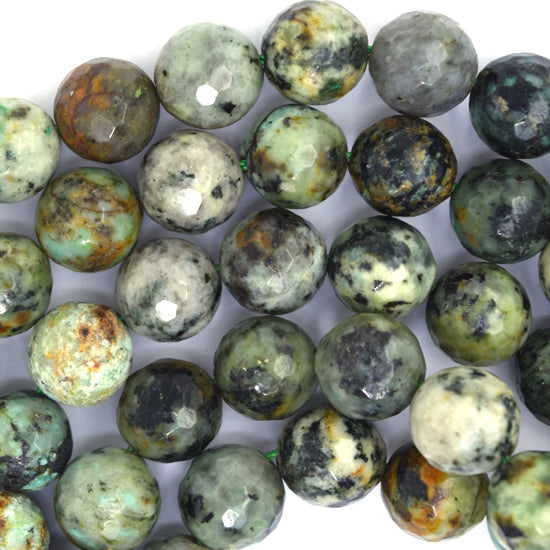 Natural Faceted African Turquoise Round Beads 15" Strand 4mm 6mm 8mm 10mm 12mm