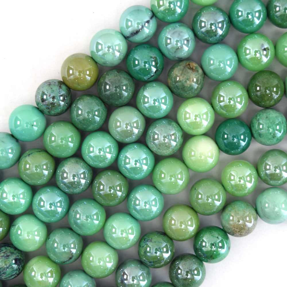 Mystic Titanium Green Chrysoprase Round Beads 15.5" Strand 6mm 8mm 10mm