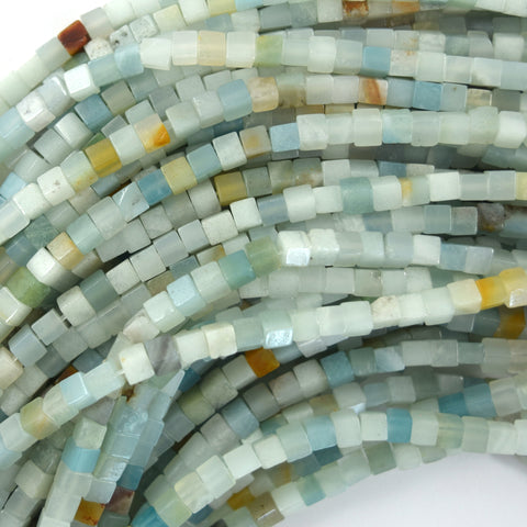 Natural Faceted Blue Amazonite Round Beads 15.5" Strand 4mm 6mm 8mm 10mm 12mm