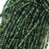 2mm faceted green moss agate round beads 15.5
