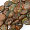 25mm brown green opal flat oval beads 16
