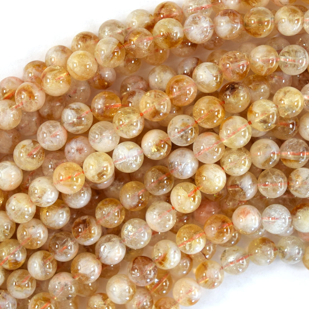 A grade Natural Yellow Citrine Round Beads 15" Strand 4mm 6mm 8mm 10mm 12mm S1
