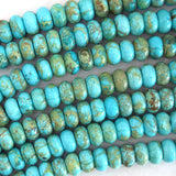 Turquoise Blue Sea Sediment Jasper Rondelle Beads 15.5