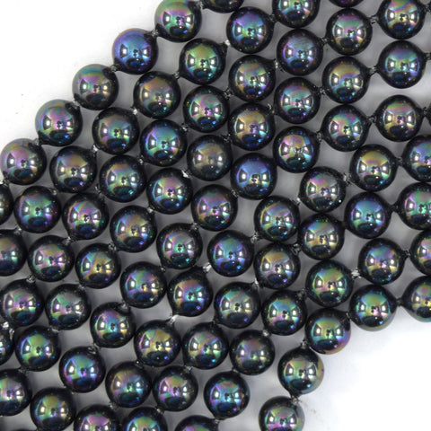 8mm multicolor shell pearl round beads 16" strand S1