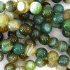 Brown Green Stripe Agate Round Beads Gemstone 15