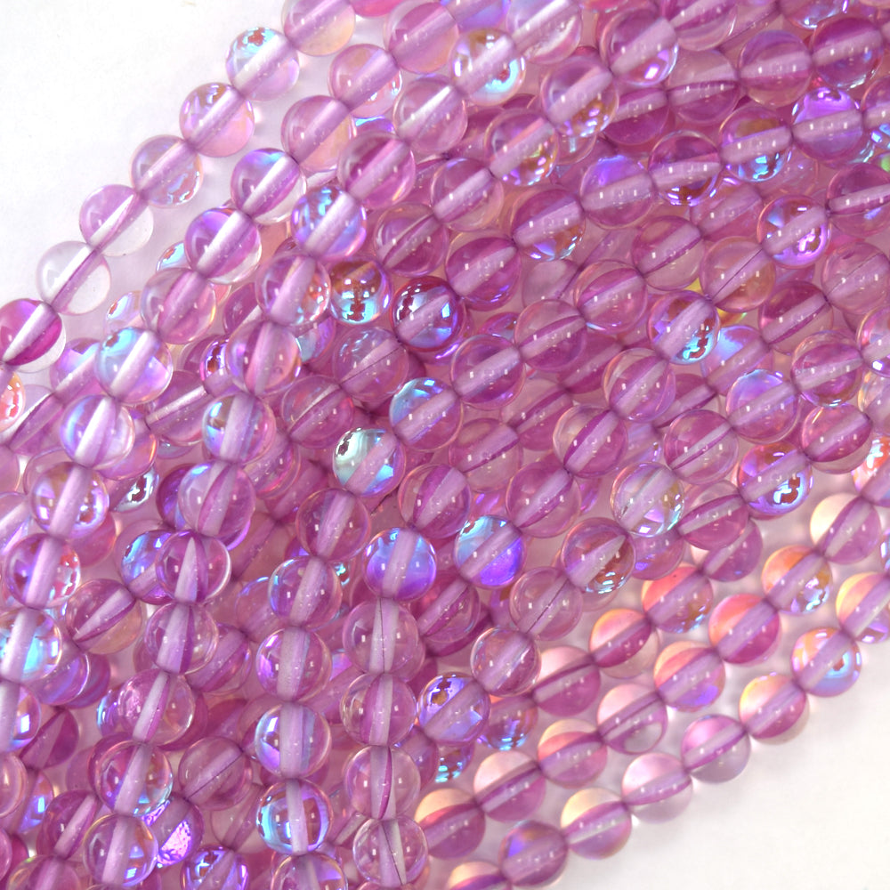 6mm rainbow light purple quartz round beads 15.5" strand