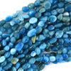 6mm - 8mm natural blue apatite pebble nugget beads 15.5