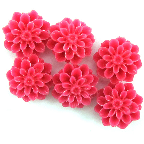 15mm synthetic coral chrysanthemum flower beads 15" strand 24 pieces magenta