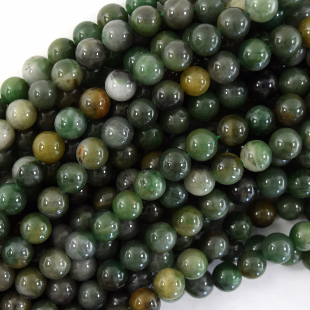 Natural Green African Jade Round Beads 15" Strand 4mm 6mm 8mm 10mm 12mm S1