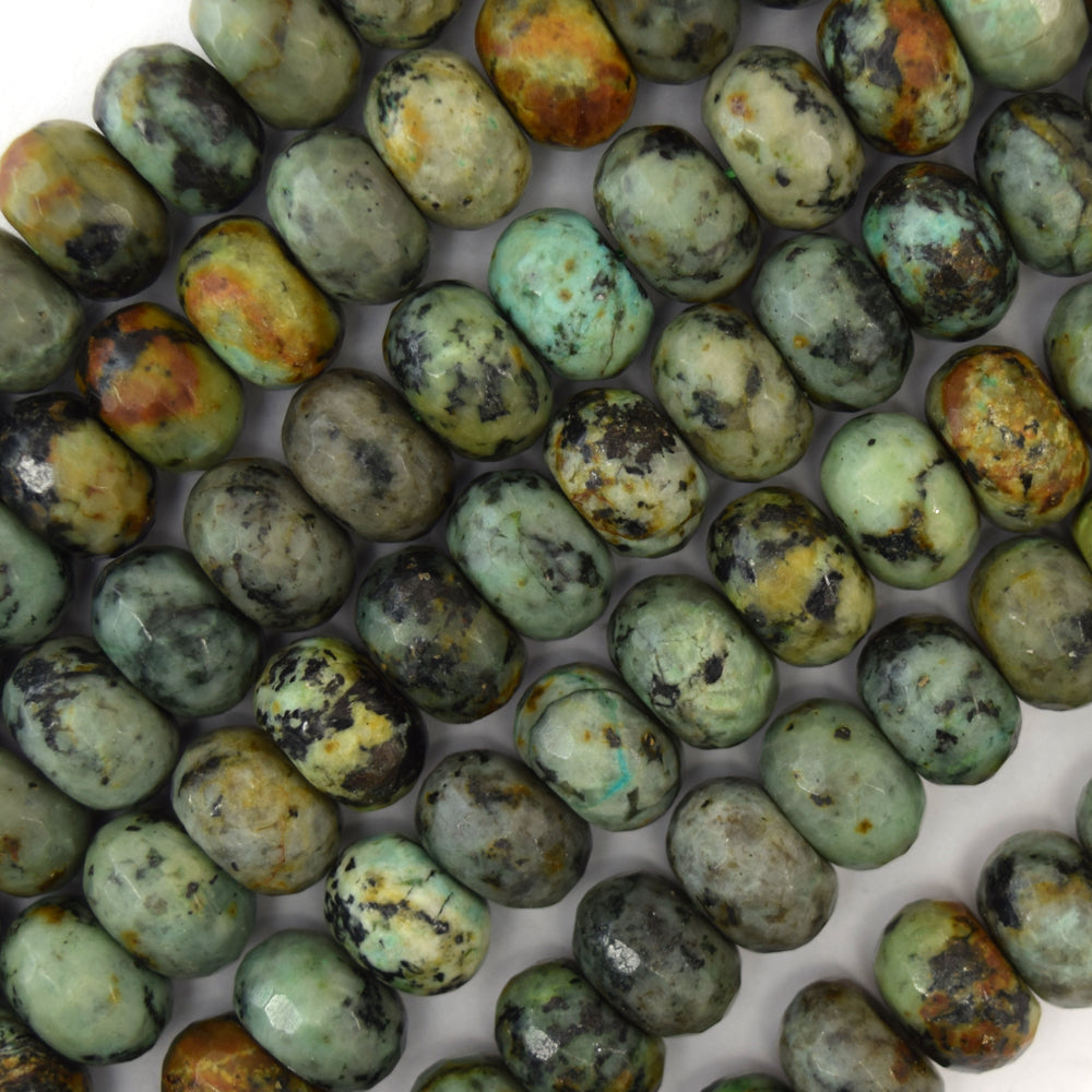 12mm faceted african turquoise rondelle beads 15" strand