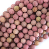 Natural Matte Pink Rhodonite Round Beads 15