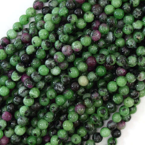 3mm natural faceted ruby zoisite round beads 15.5" strand