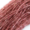 Natural Faceted Strawberry Quartz Round Beads 15