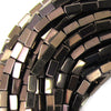 4mm brown hematite side tube beads 16