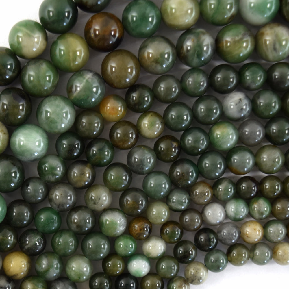 Natural Green African Jade Round Beads 15" Strand 4mm 6mm 8mm 10mm 12mm S1