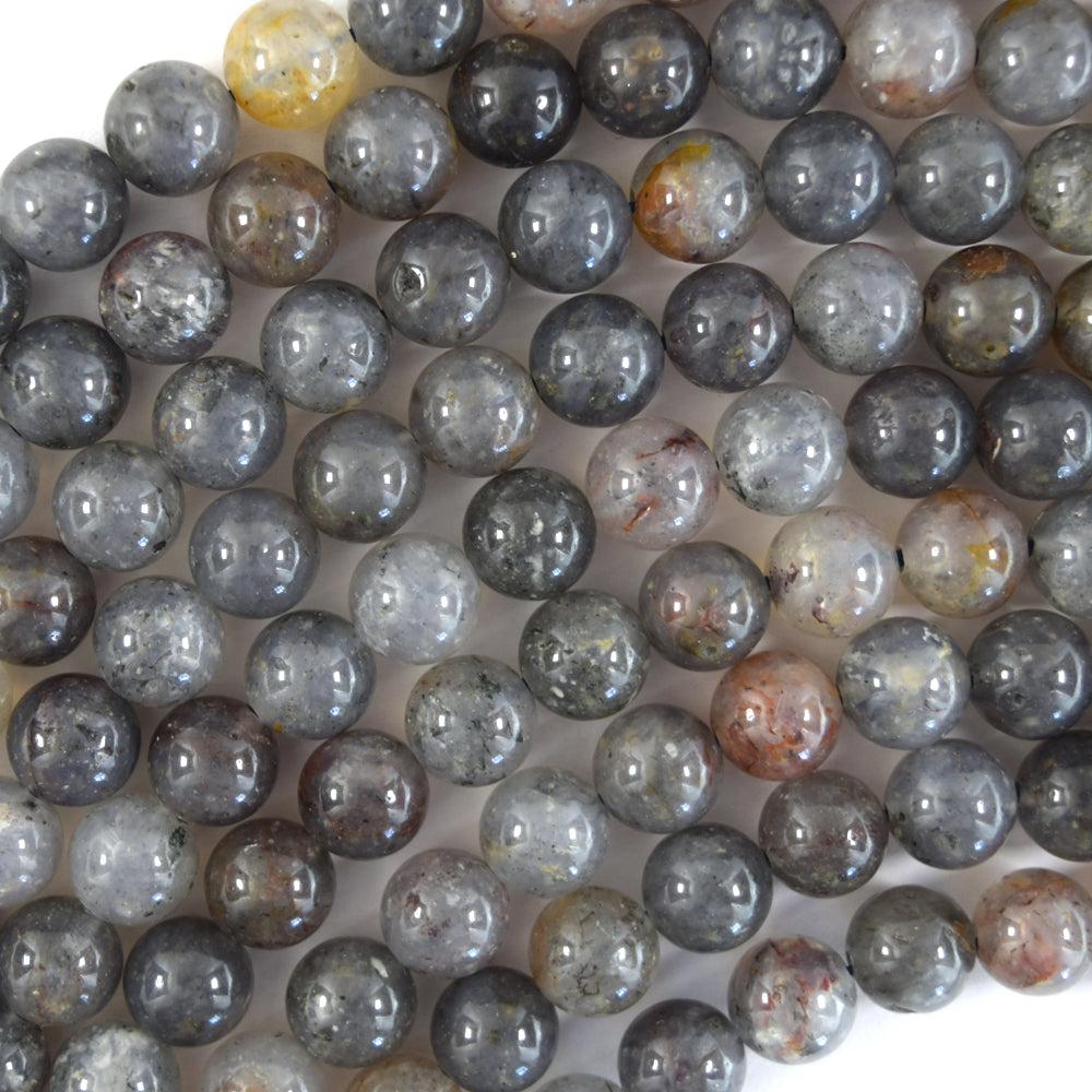 Natural Gray Sesame Crystal Quartz Round Beads Gemstone 15" Strand 6mm 8mm 10mm