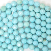 Faceted Cream Blue Turquoise Round Beads 15.5