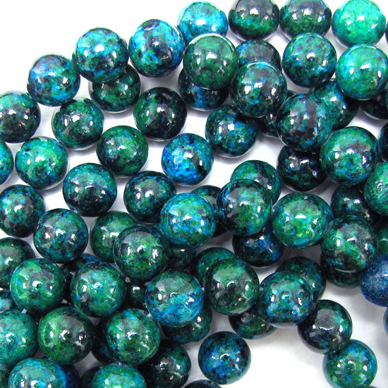 Blue Green Colored Azurite Round Beads 15.5" Strand 4mm 6mm 8mm 10mm 12mm