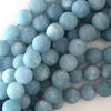 Matte Blue Aquamarine Quartz Round Beads Gemstone 15