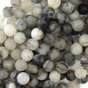 10mm matte black rutilated quartz round beads 15.5
