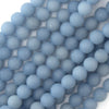 6mm matte blue angelite round beads 16