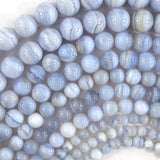 Natural Blue Lace Agate Round Beads Gemstone 15.5