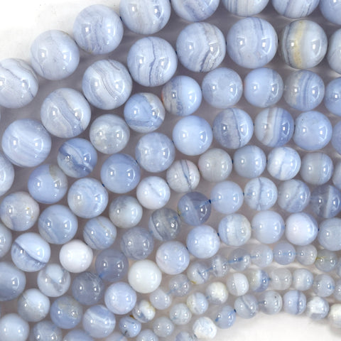 Faceted Blue Dragon Vein Agate Round Beads 15" Strand 6mm 8mm 10mm 12mm