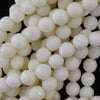 8mm faceted white coral round beads 15.5