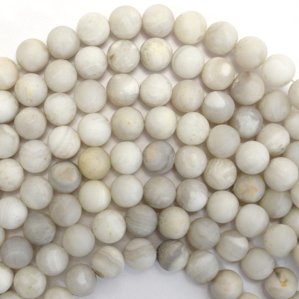 Natural Matte Cream Crazy Lace Agate Round Beads Gemstone 15" 6mm 8mm 10mm