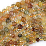 Natural Multicolor Rutilated Quartz Round Beads 15.5
