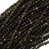 Natural Faceted Black Gold Obsidian Round Beads 15