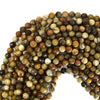 8mm faceted petrified wood agate round beads 15
