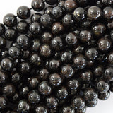 AA Natural Black Blue Arfvedsonite Round Beads 15.5
