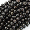 AA Natural Black Blue Arfvedsonite Round Beads 15.5