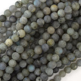 Natural Matte Gray Labradorite Round Beads 15.5