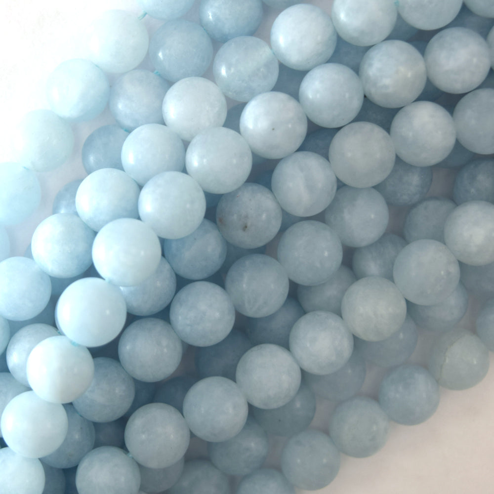Matte Light Blue Aquamarine Quartz Round Beads 15" Strand 6mm 8mm 10mm