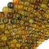 Olive Green Dragon Vein Agate Round Beads Gemstone 15