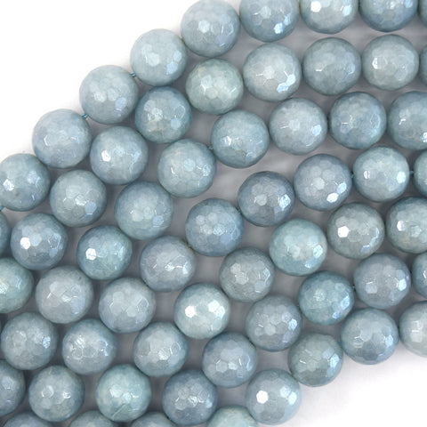 Matte Light Blue Aquamarine Quartz Round Beads 15" Strand 6mm 8mm 10mm
