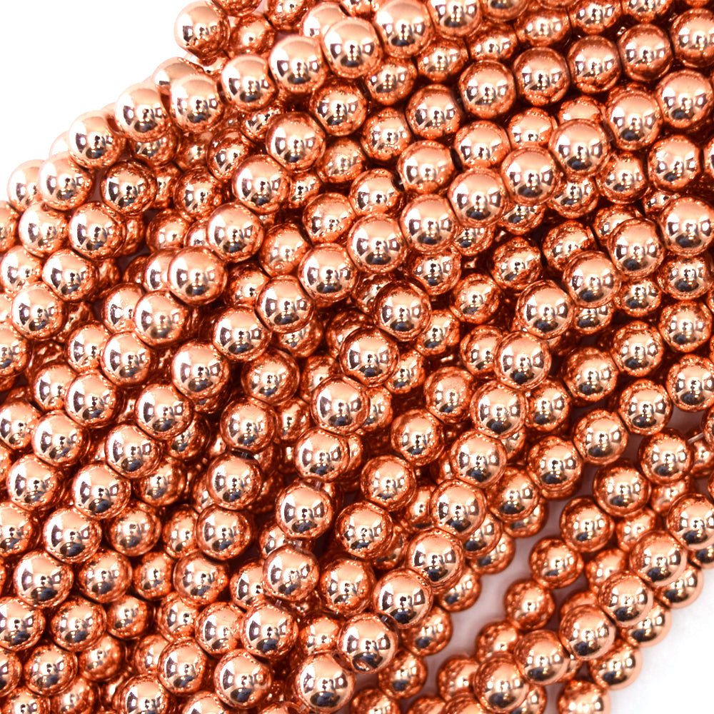 Rose Gold Hematite Round Beads 15.5" Strand S1 4mm 6mm 8mm